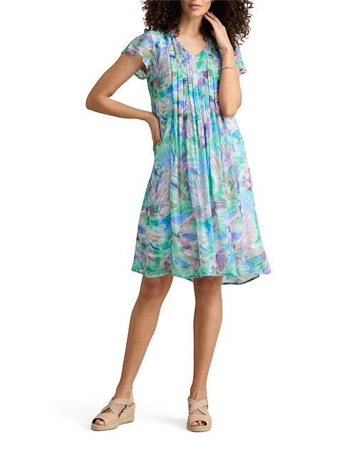 FLUTTER SLV PRINT DRESS - MULTICOLOUR