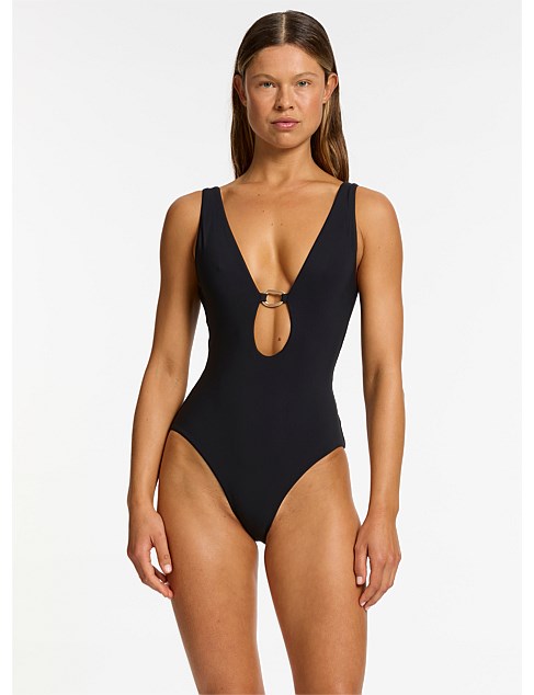 Jetset Lien Plunge Neck One Piece Swimsuit