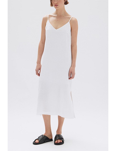 Vallory Linen Slip Dress White