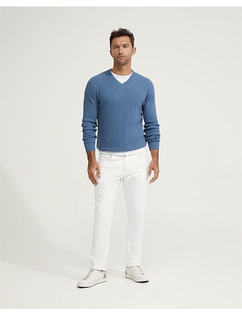 KANE COTTON RIB V-NECK KNIT