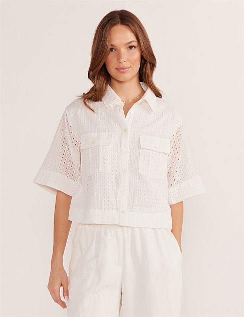 FRIDA BRODERIE CROP SHIRT