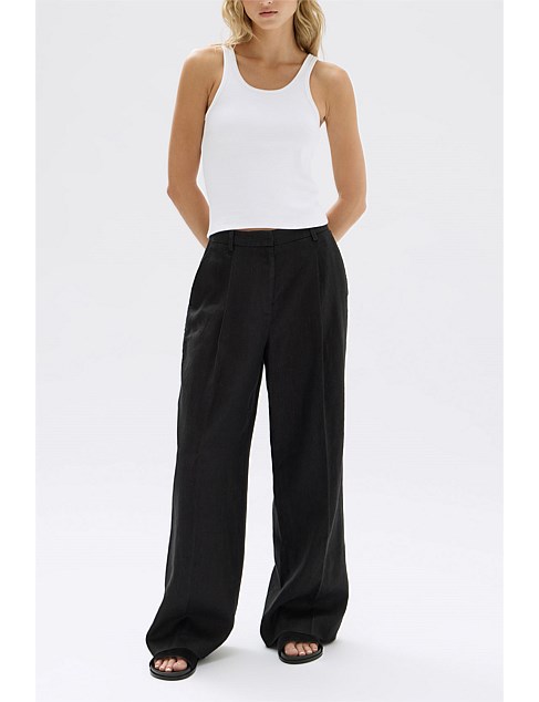 Aria Linen Pant Black