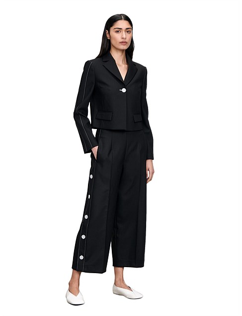 EUROPEAN STRETCH CROPPED BUTTON PANT