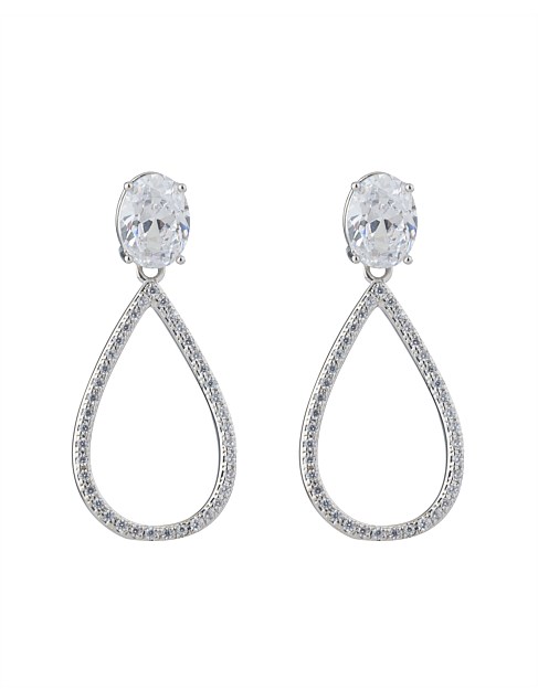 CRYSTAL STUD EARRINGS W TEARDROP