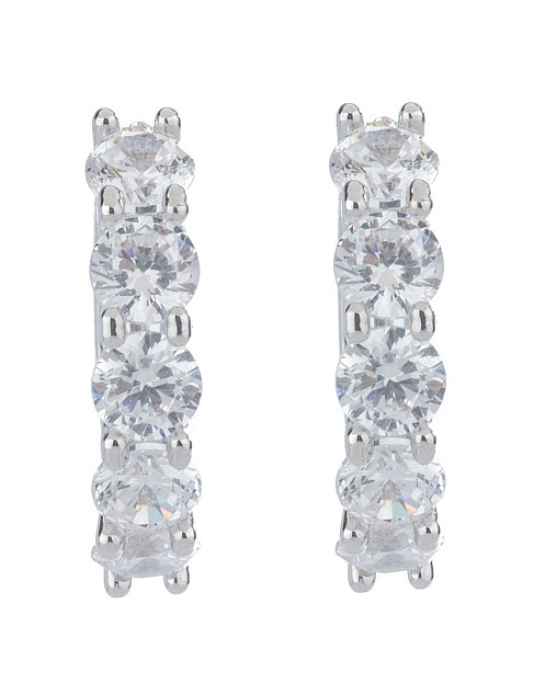 CRYSTAL HUGGIE HOOP EARRINGS