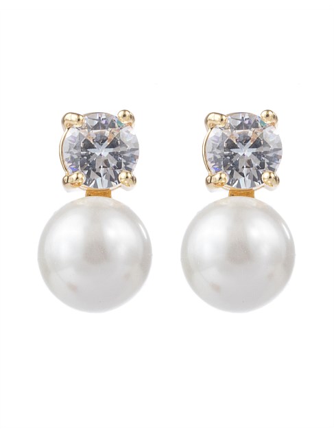 CRYSTAL AND PEARL STUD EARRINGS