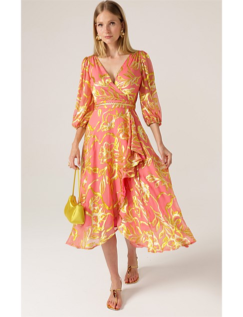 PEACH FACED WRAP DRESS