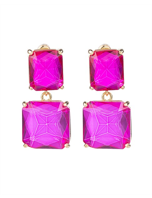 SQUARE CRYSTAL DROP EARRINGS