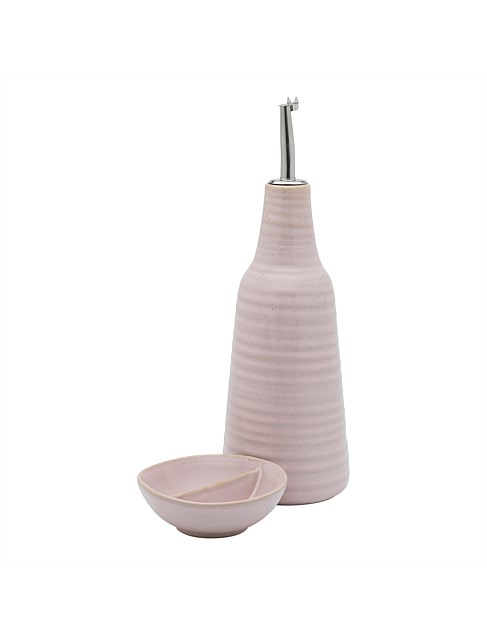 OTTAWA OIL BOTTLE & SALT DISH BLUSH