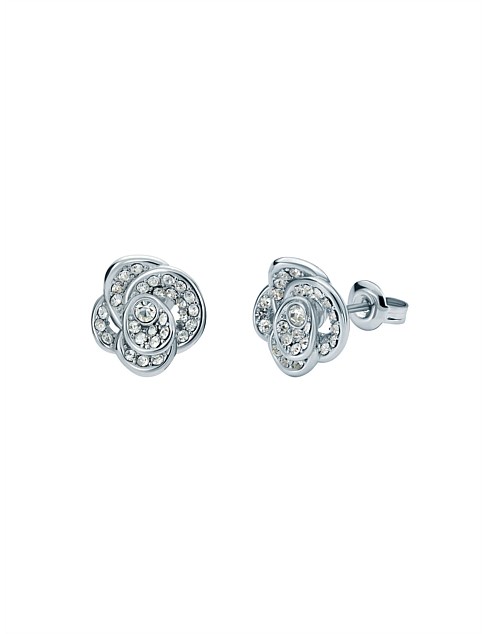 FLORINE PAVE FLOWER STUD EARRINGS