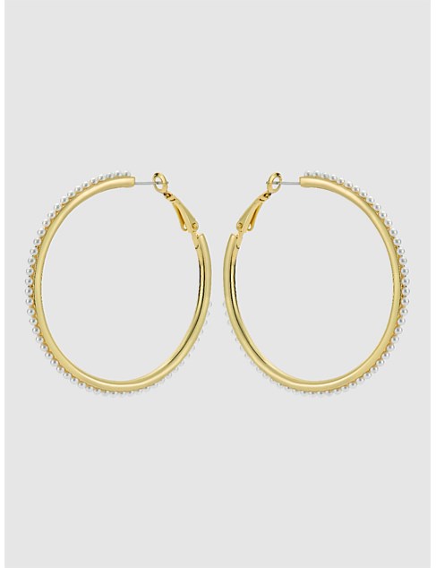 PERLA PEARL HOOP EARRINGS LARGE