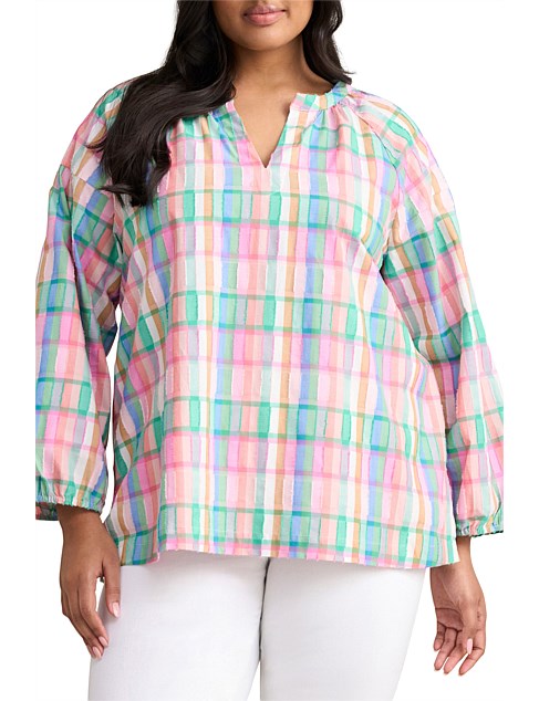 COTTON CHECK TOP - MULTICOLOUR