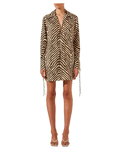 Sana Silk Shirt Tie Mini Dress