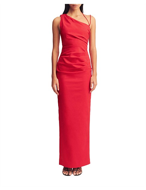 Lani Asymmetrical Gathered Midi Dress