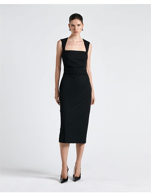 SQUARE NECK COLUMN DRESS