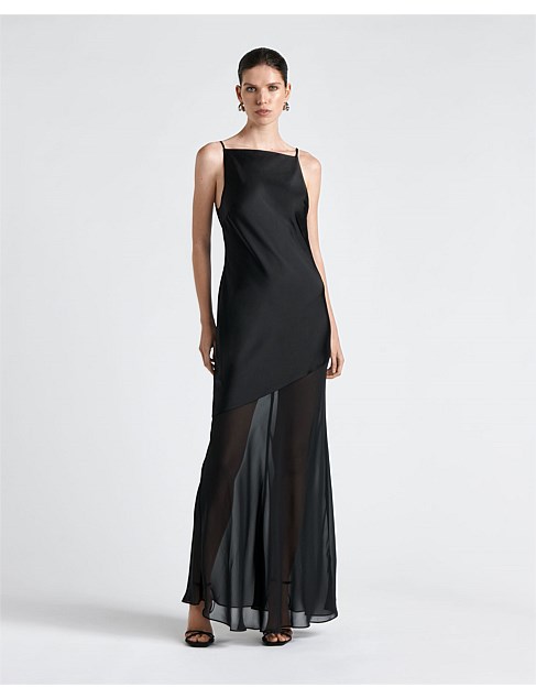 SPLICED SATIN SLIP DRESS