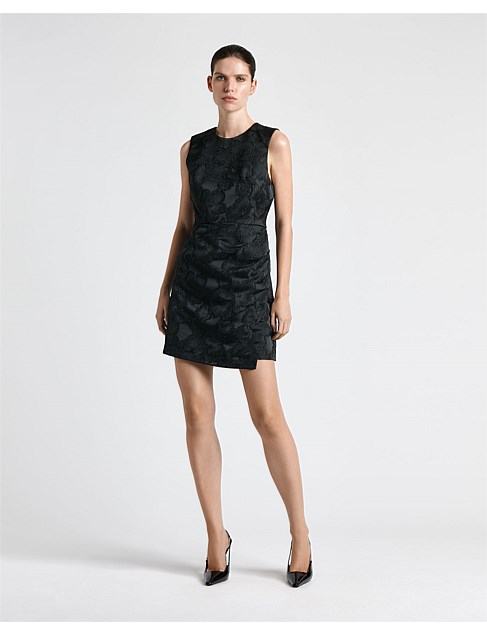 JACQUARD TUCK MINI DRESS