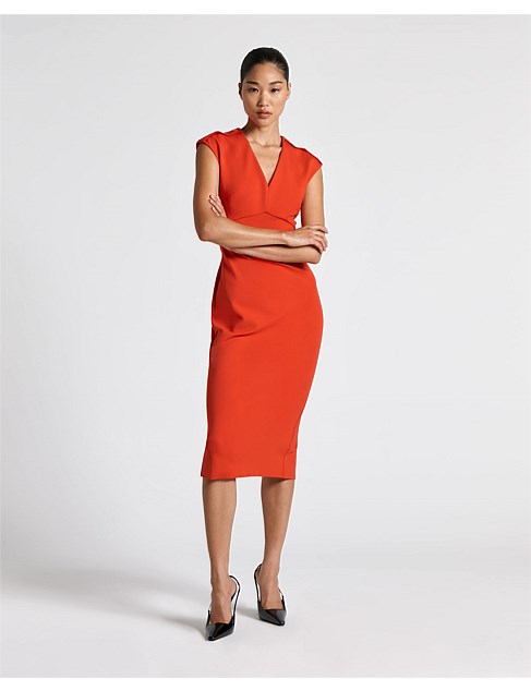 VERMILLION DOUBLE KNIT PENCIL DRESS