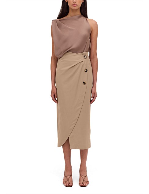 LATTE SUITING INCURVED SKIRT