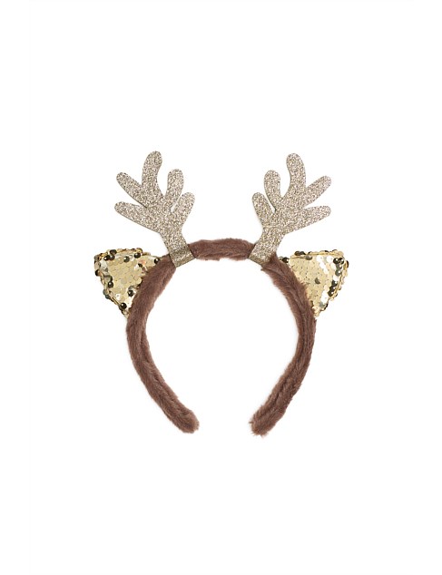 SEQUIN FUR REINDEER HEADBAND