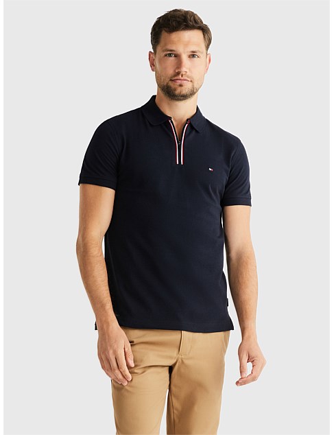 Contrast Zip Slim Fit Polo