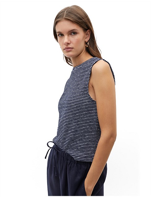 STRIPE TEXTURED SHELL TOP