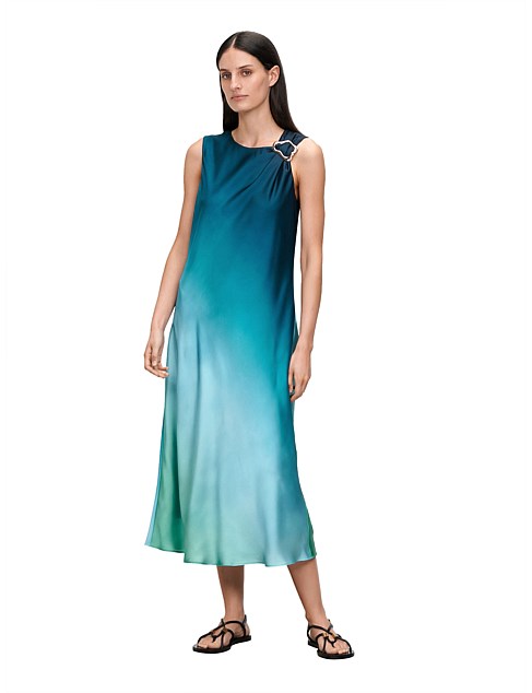 EUROPEAN FOREST HAZE SATIN DRESS