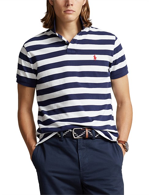 Custom Slim Fit Striped Mesh Polo Shirt