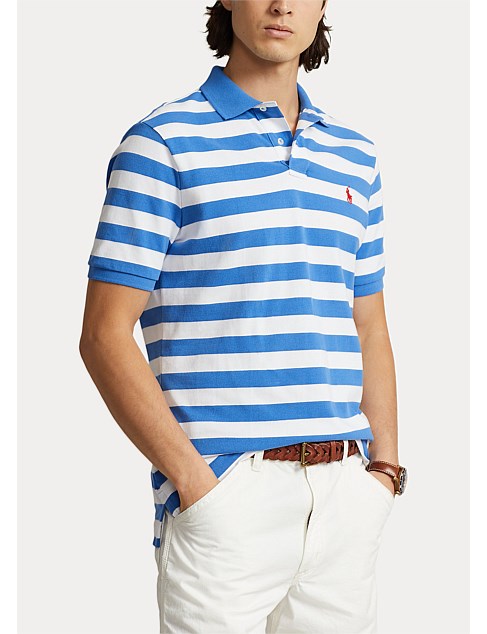 Custom Slim Fit Striped Mesh Polo Shirt