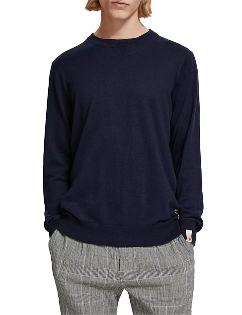 Linen blend crewneck pullover