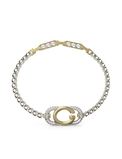 GUESS OH MY G G LOGO&CRYSTALS TENNIS GOLD BRACELET