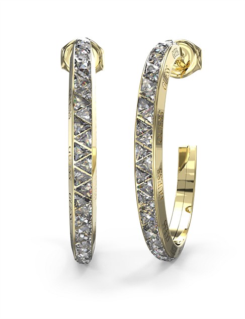 GUESS TRINITY 38MM MULTI TRIANGLE HOOP GOLD EARRINGS