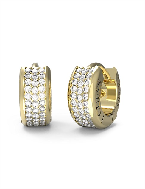 GUESS STYLISH GUESS 12MM PAVE MINI HUGGIES GOLD EARRINGS