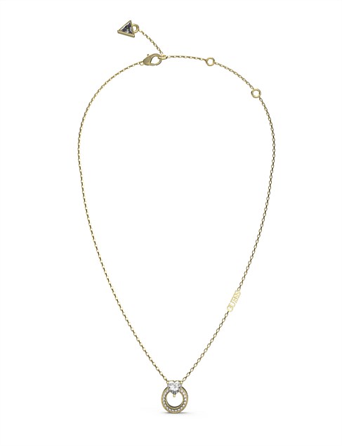 GUESS M'AMA NON M'AMA 16-18" HEART CRYS CIRCLE GOLD NECKLACE