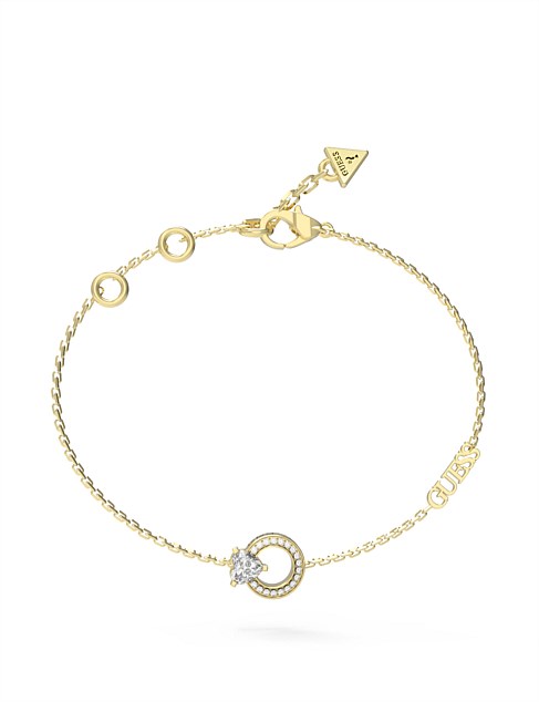 GUESS M'AMA NON M'AMA 16-18" HEART CRYS CIRCLE GOLD BRACELET