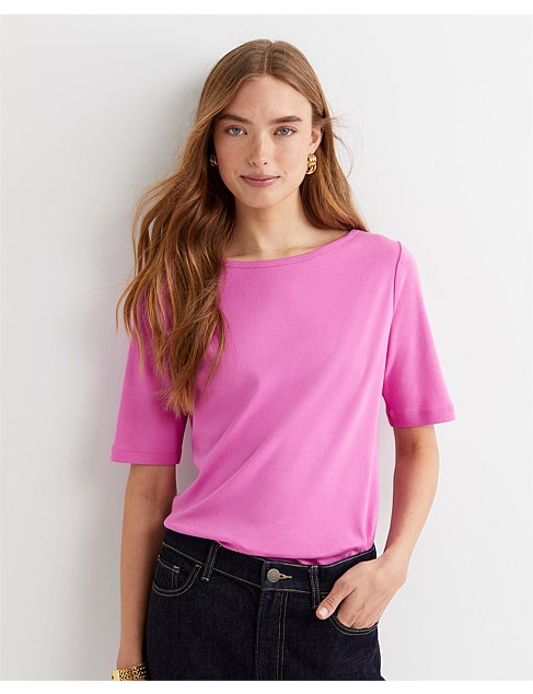 HEIDI BOAT NECK HALF SLEEVE TEE