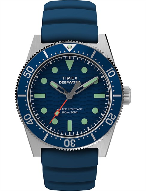 TIMEX DEEP WATER REEF SILVER BLUE SILICONE STRAP