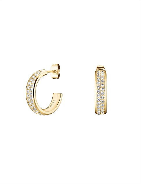 ROSEFIELD CRYSTAL GOLD HOOP EARRINGS