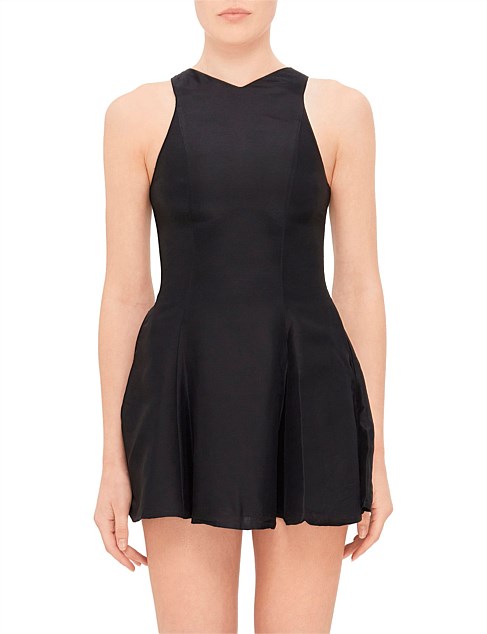 HEIKE HIGH NECK PLEATED SLEEVELESS MINI DRESS