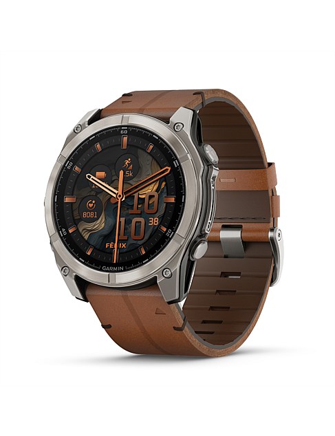 fenix 8, 51mm, AMOLED, Sapphire, Titanium with Chestnut Band