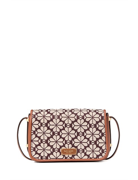 spade flower jacquard flap crossbody