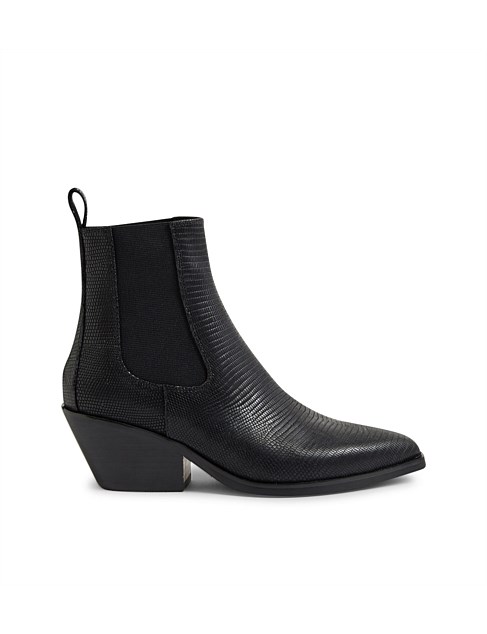 Rige Black Lizard Leather Chelsea Boots