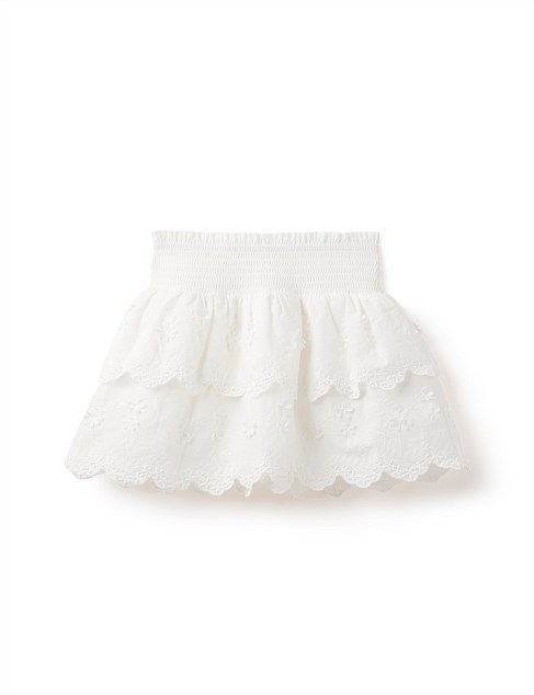 Billie Embroidered Shirred Skirt