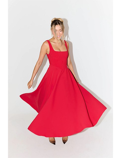 THE ULTIMATE MUSE SQUARE NECK MIDI DRESS