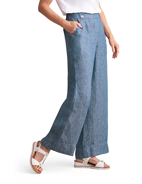 TWILL HEMP LINEN PANT - INDIGO