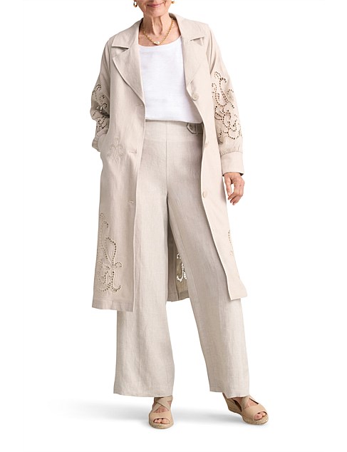 EMBROIDERED TRENCH COAT - SIENNA