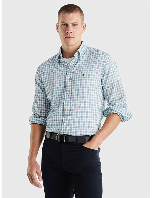 Global Stripe Micro Check Regular Shirt