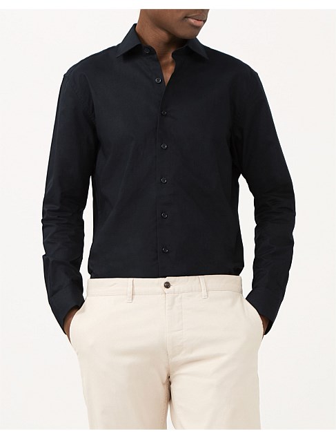 LS SLIM LINEN TENCEL SOLID SHIRT