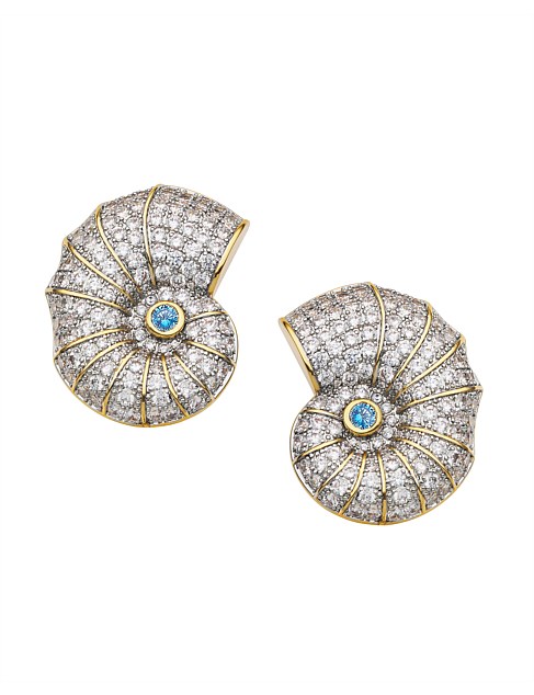 MARIS CRYSTAL SHELL STUD EARRINGS