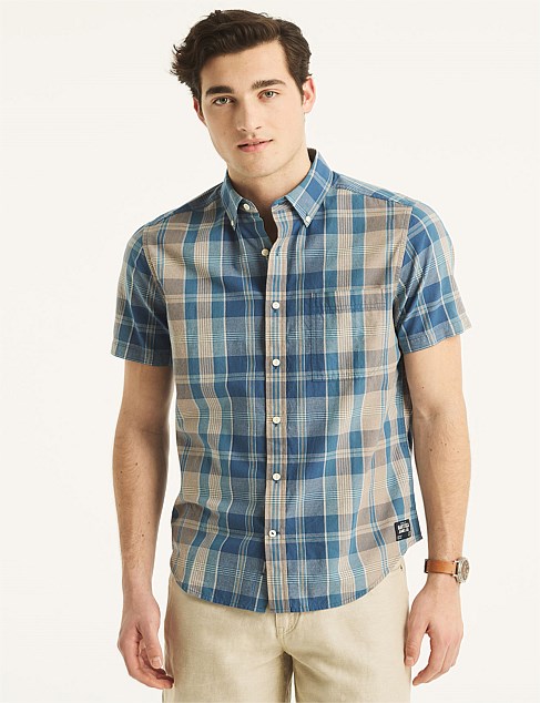 SHORT SLEEVE COTTON MADRAS PLAID